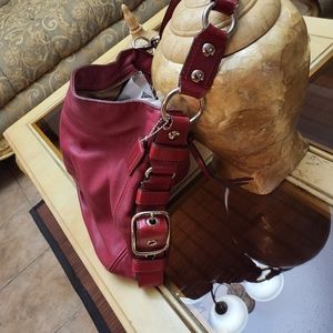 Burgundy red leather Coach purse slightly worn